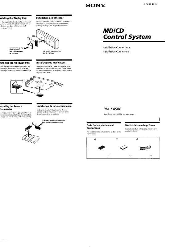 Mode d'emploi SONY RM-X45RF