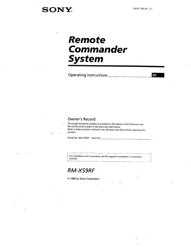 Mode d'emploi SONY RM-X59RF