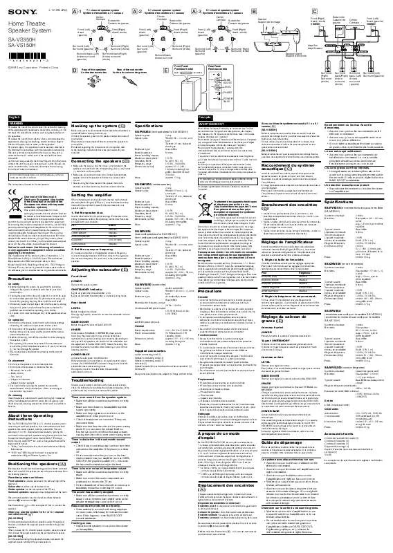 Mode d'emploi SONY SA-VS150H