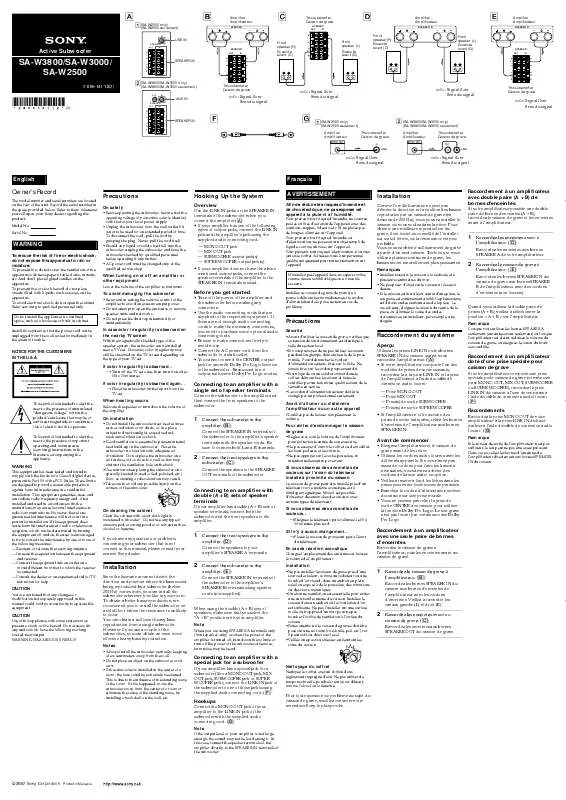 Mode d'emploi SONY SA-W3800