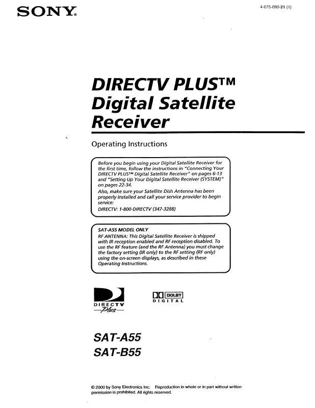 Mode d'emploi SONY SAT-B55