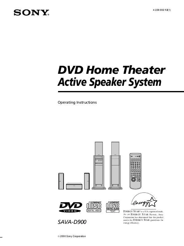 Mode d'emploi SONY SA-VAD900