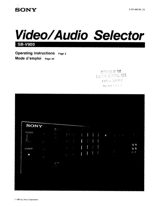 Mode d'emploi SONY SBV900