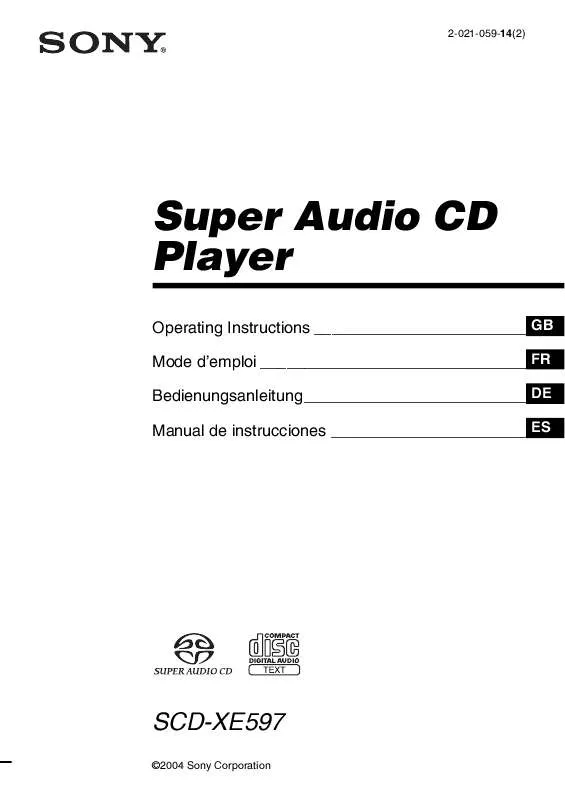 Mode d'emploi SONY SCD-XE597