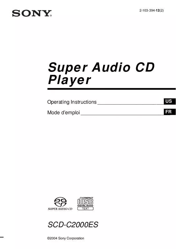 Mode d'emploi SONY SCD-C2000ES