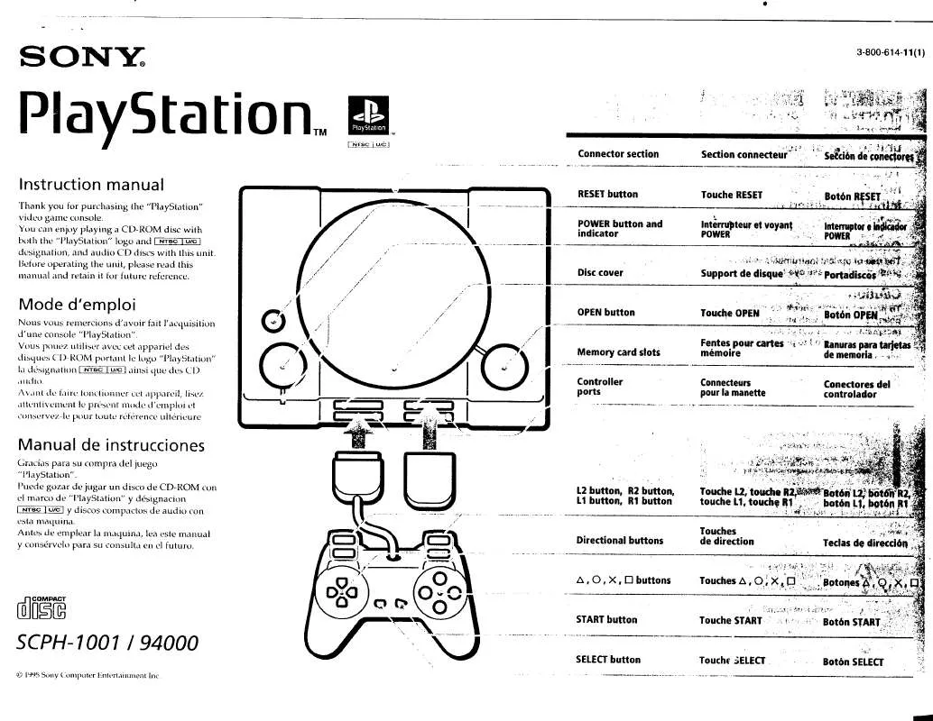 Mode d'emploi SONY SCPH1001