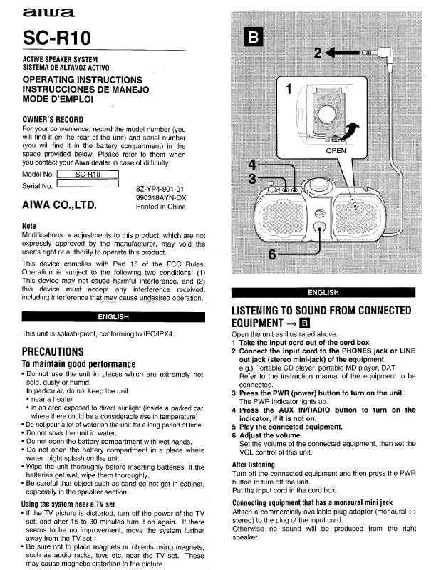 Mode d'emploi SONY SCR10