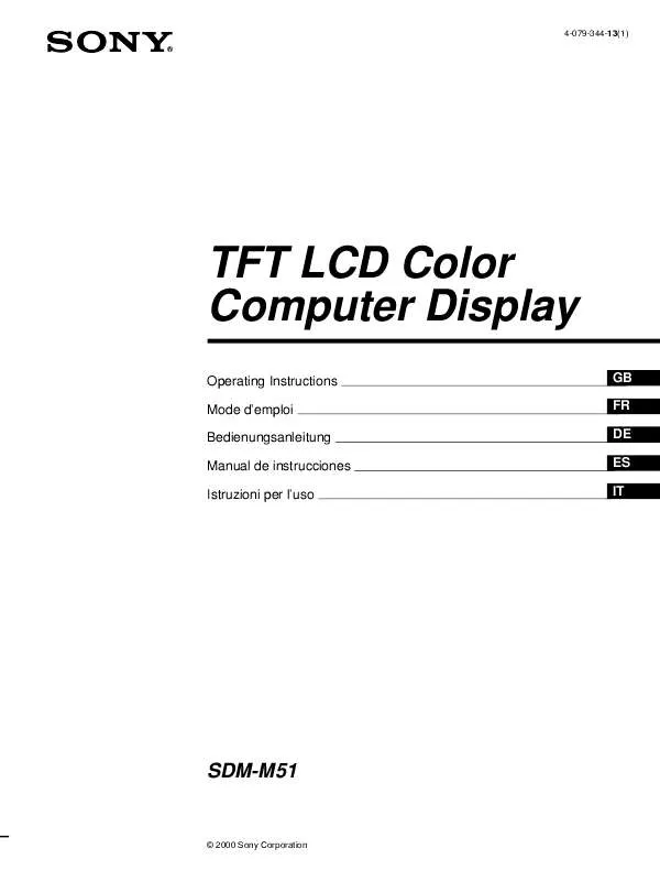 Mode d'emploi SONY SDM-M51/B