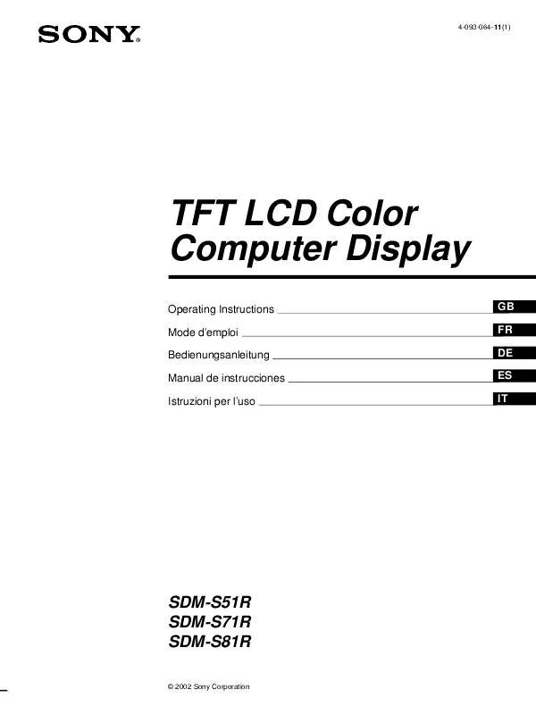 Mode d'emploi SONY SDM-S51R/B