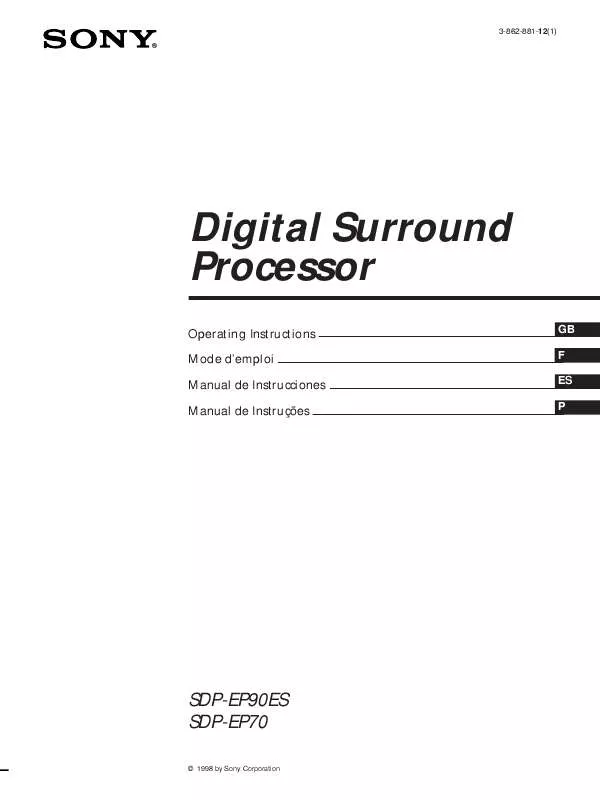 Mode d'emploi SONY SDP-EP70