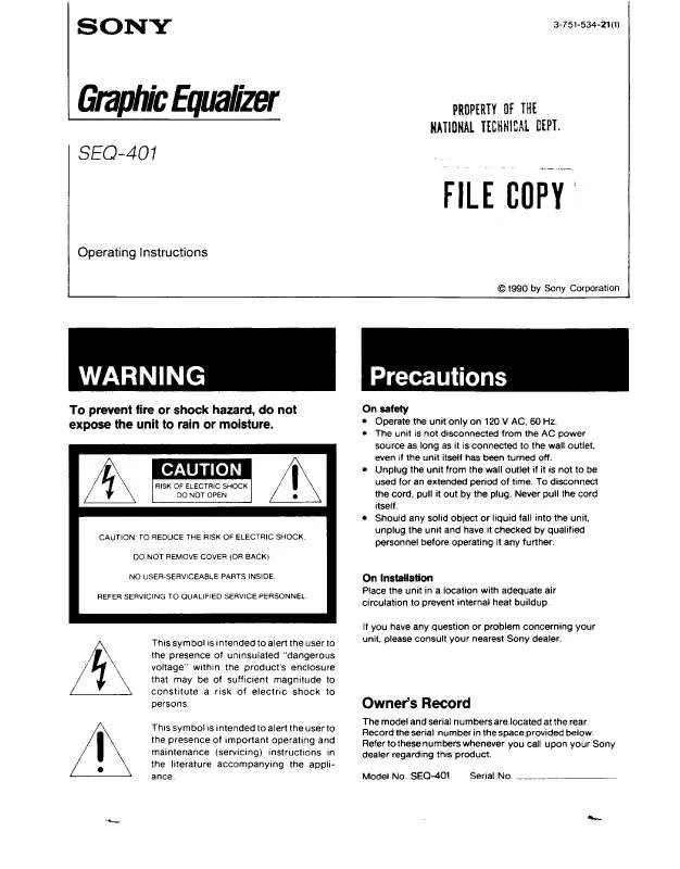 Mode d'emploi SONY SEQ401