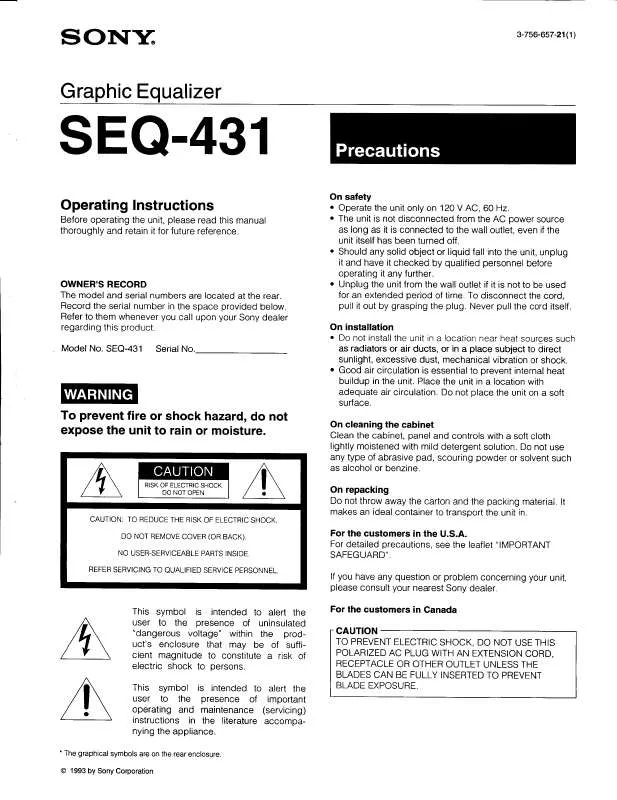 Mode d'emploi SONY SEQ431