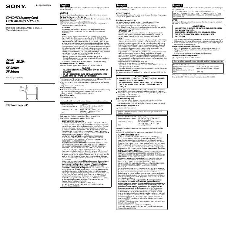 Mode d'emploi SONY SF16UX