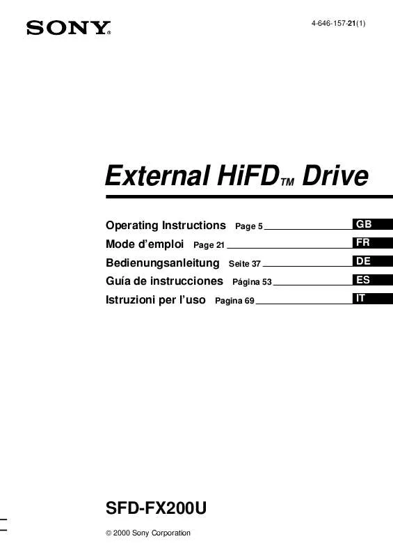 Mode d'emploi SONY SFD-FX200U