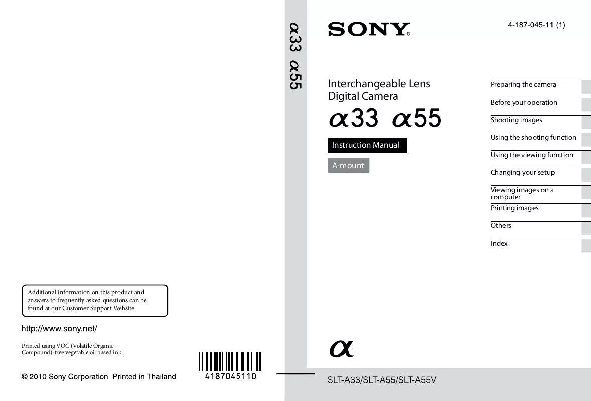 Mode d'emploi SONY SLT-A33L