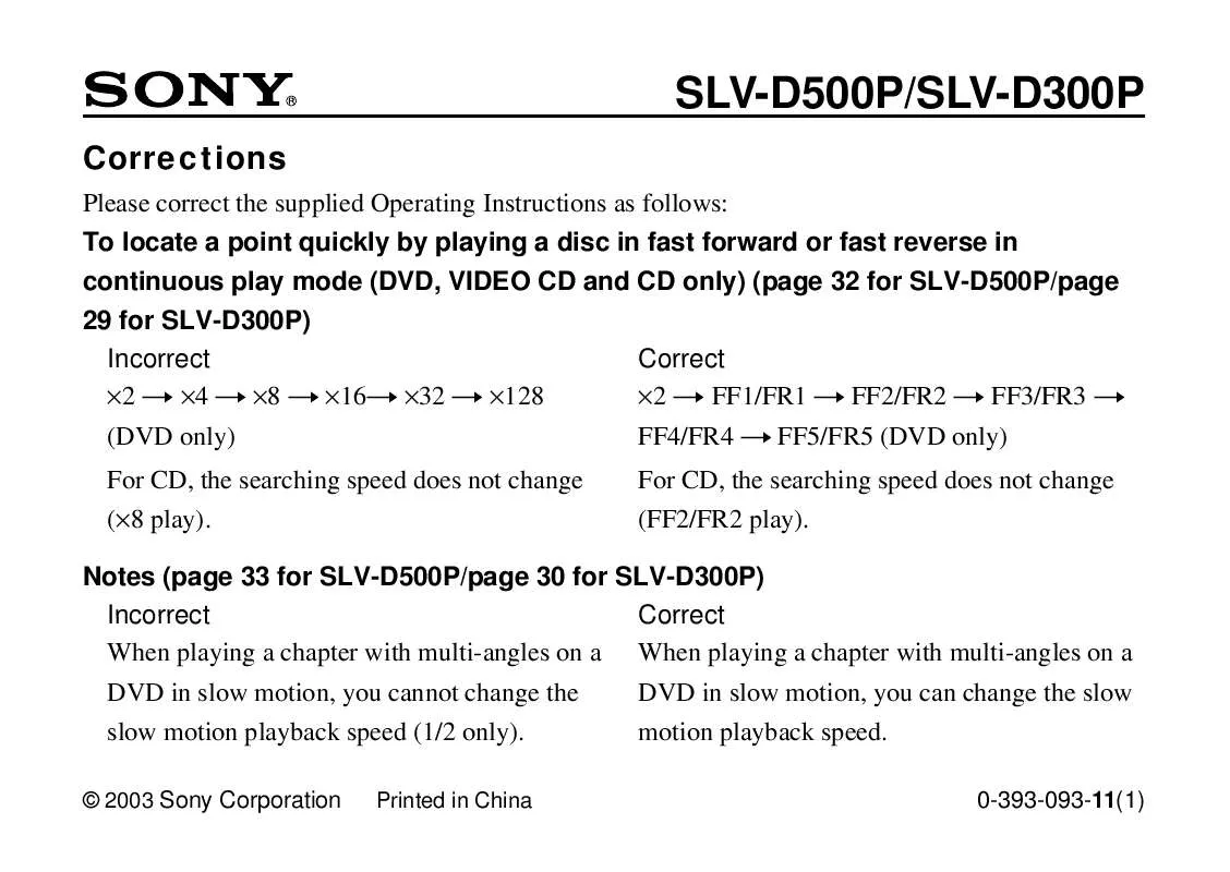 Mode d'emploi SONY SLV-D300P