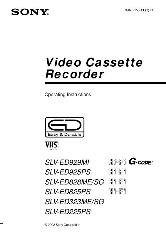 Mode d'emploi SONY SLV-ED323SG