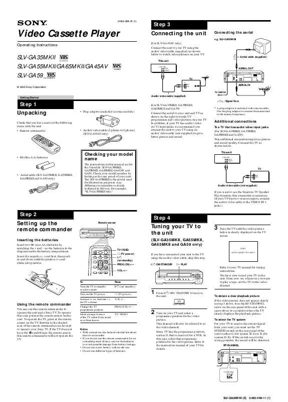 Mode d'emploi SONY SLV-GA45AV