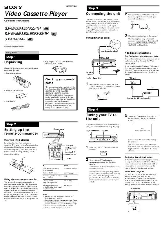 Mode d'emploi SONY SLV-GA55ME