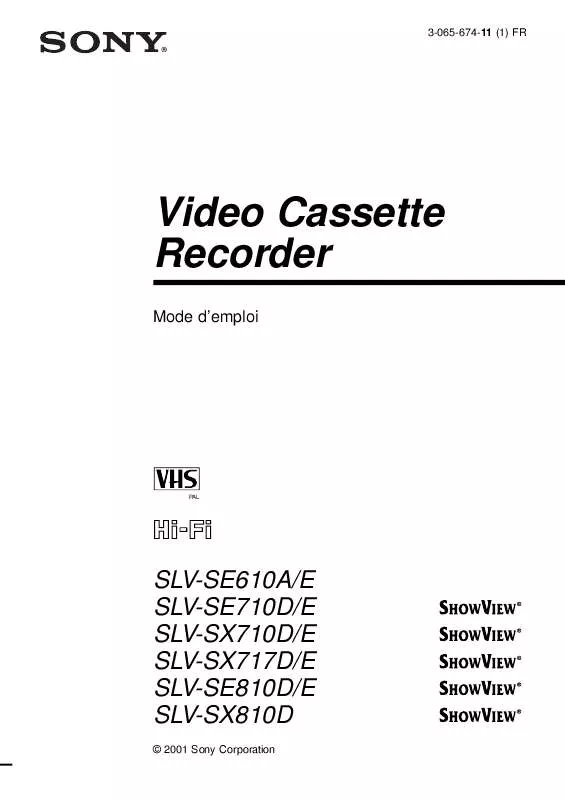 Mode d'emploi SONY SLV-SE610A