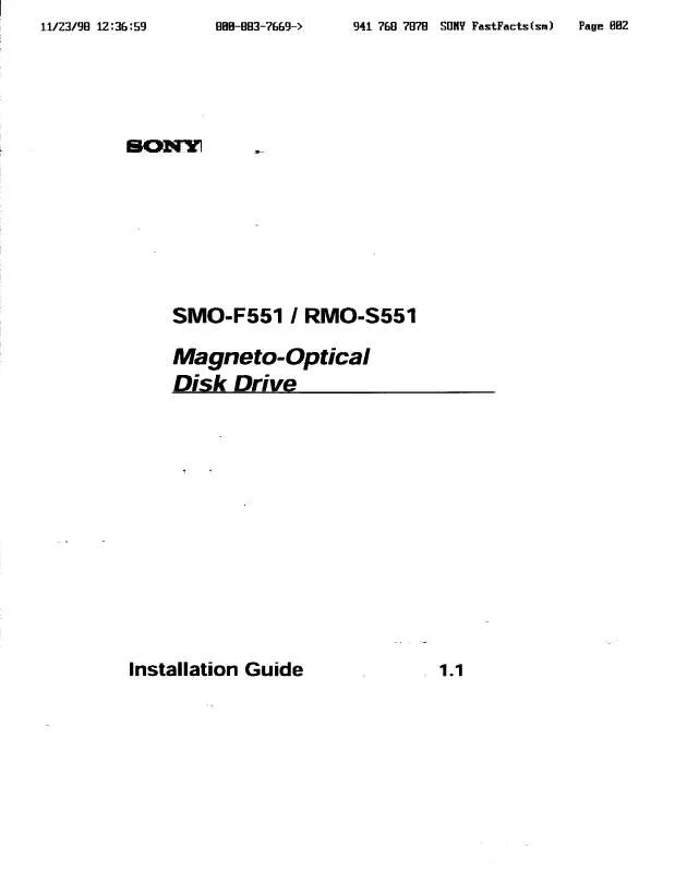 Mode d'emploi SONY SMOF551