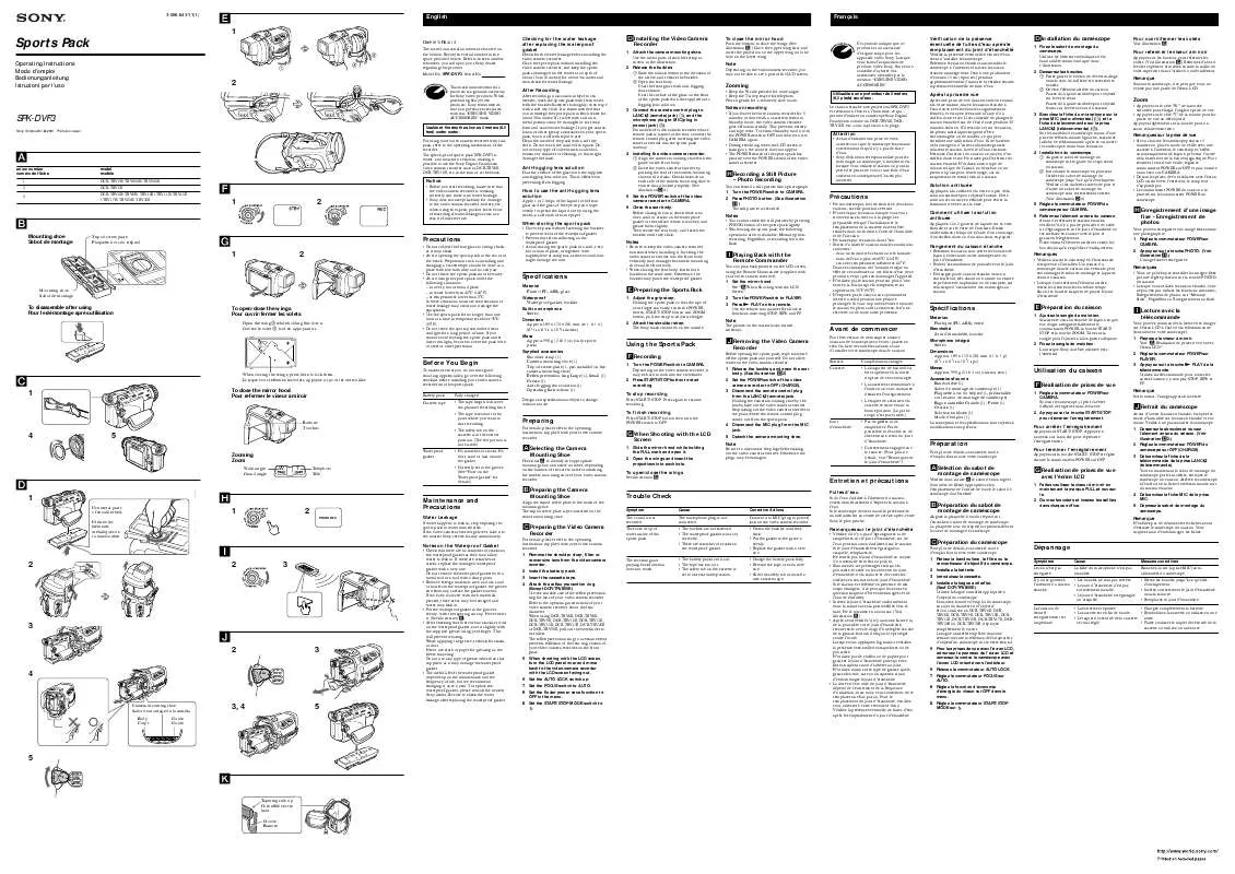 Mode d'emploi SONY SPK-DVF3