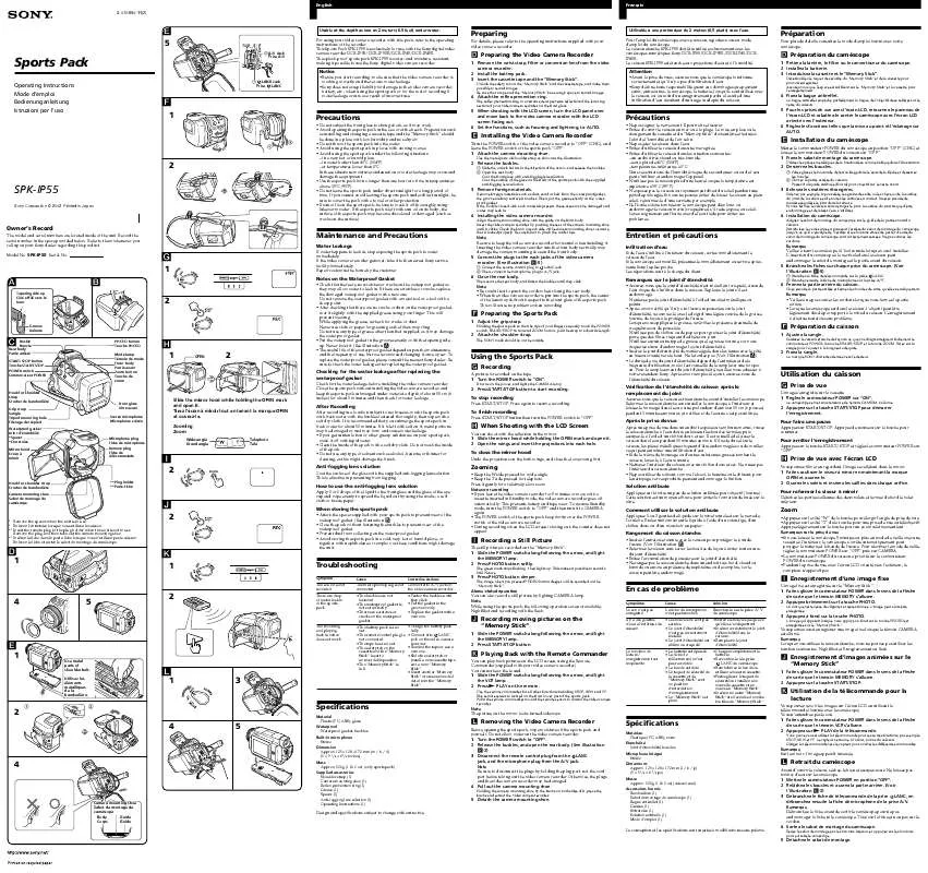 Mode d'emploi SONY SPK-IP55