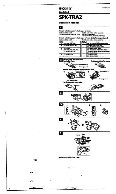 Mode d'emploi SONY SPK-TRA2