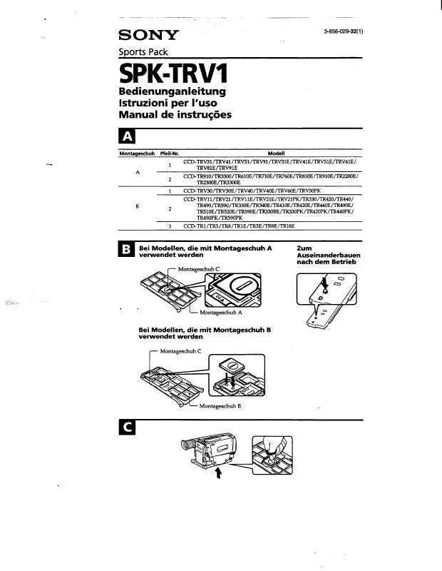 Mode d'emploi SONY SPK-TRV1