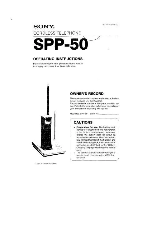 Mode d'emploi SONY SPP-50