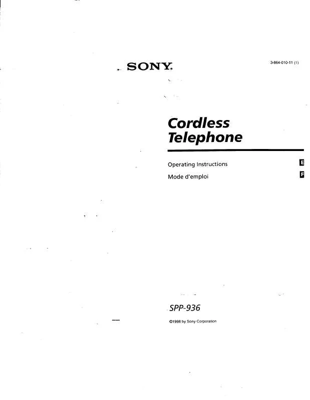 Mode d'emploi SONY SPP-936