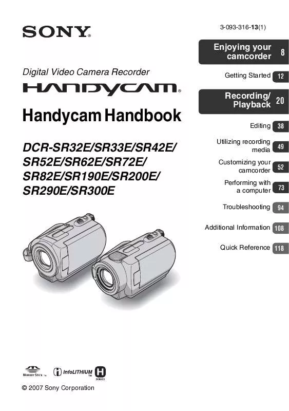 Mode d'emploi SONY SR200E