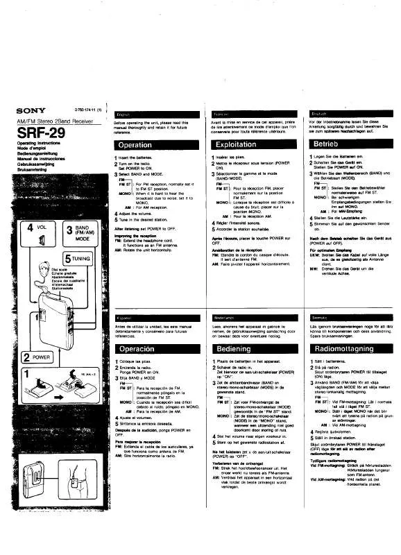 Mode d'emploi SONY SRF-29