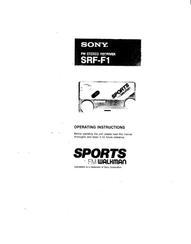 Mode d'emploi SONY SRF-F1