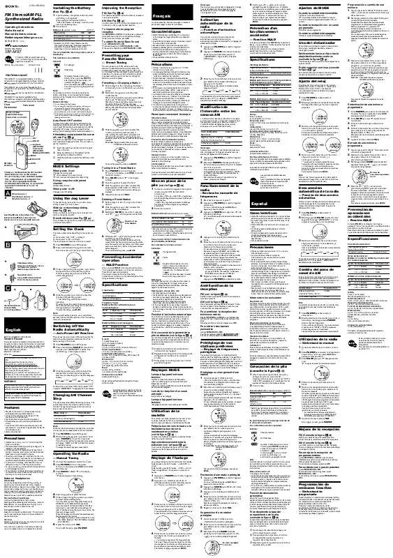 Mode d'emploi SONY SRF-M97