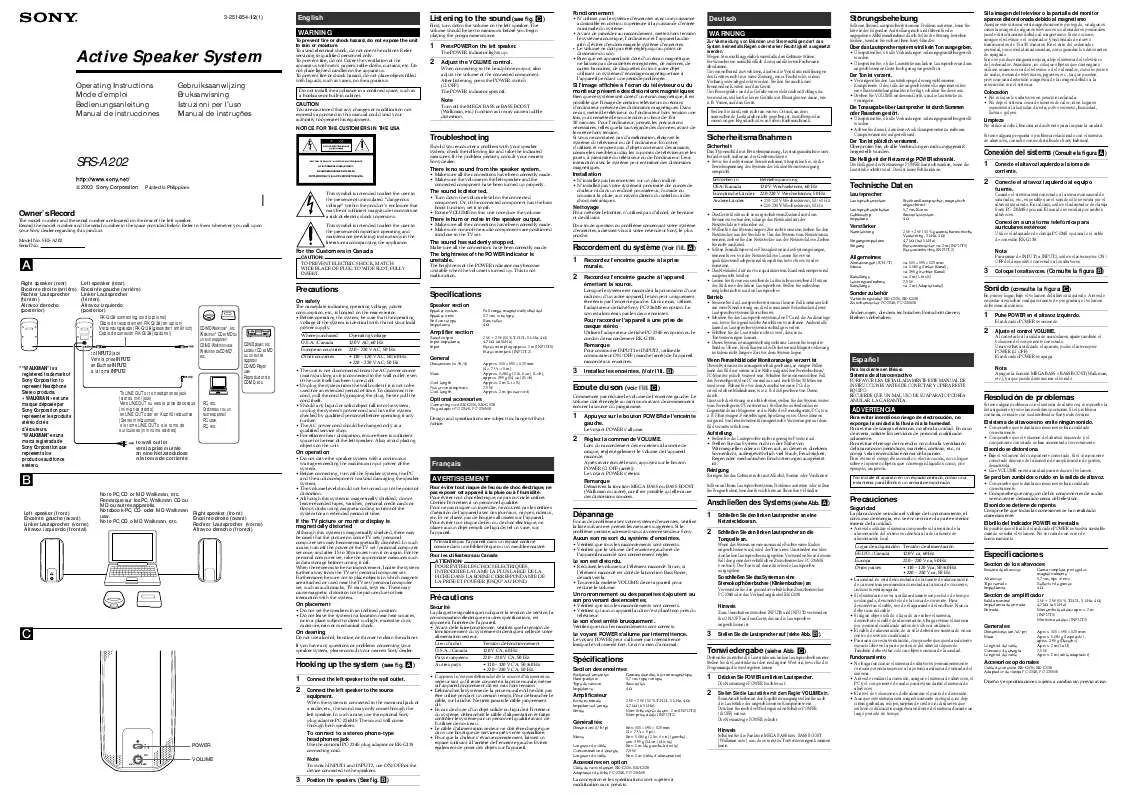 Mode d'emploi SONY SRS-A202