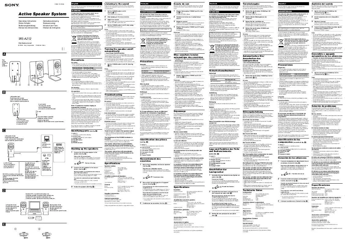 Mode d'emploi SONY SRS-A212