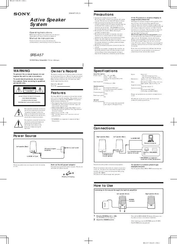 Mode d'emploi SONY SRS-A57