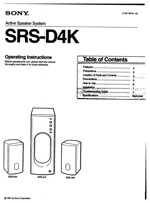 Mode d'emploi SONY SRS-D4K