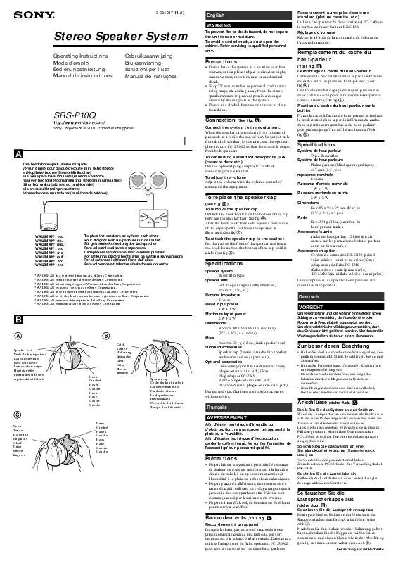 Mode d'emploi SONY SRS-P10Q