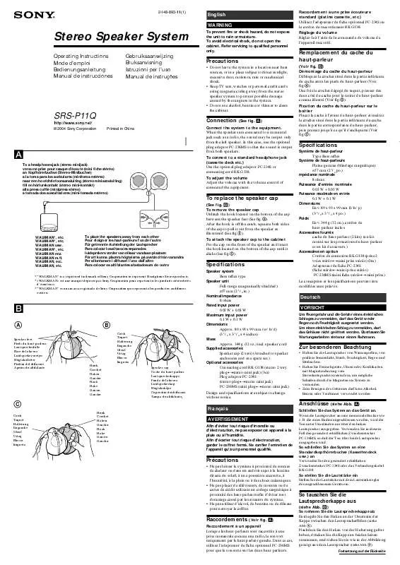 Mode d'emploi SONY SRS-P11Q