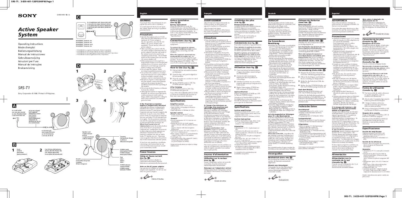 Mode d'emploi SONY SRS-T1