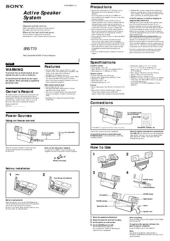 Mode d'emploi SONY SRS-T70