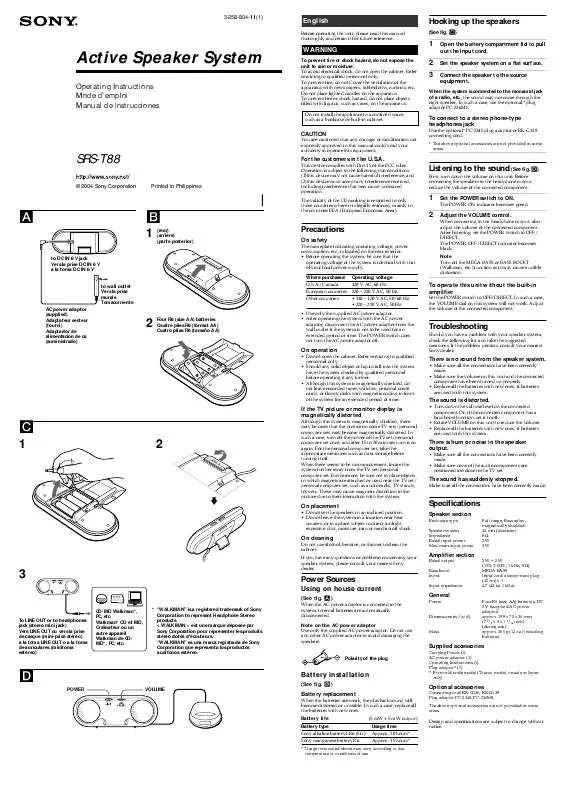 Mode d'emploi SONY SRS-T88