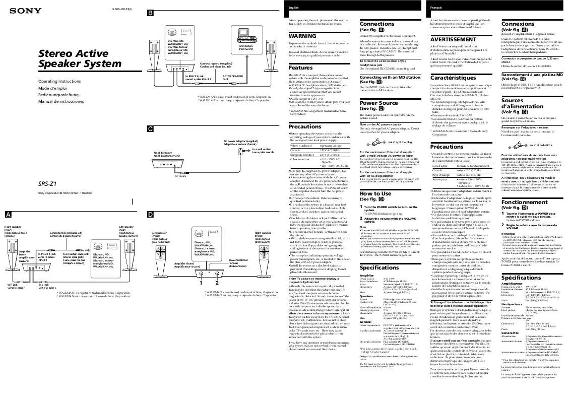 Mode d'emploi SONY SRS-Z1