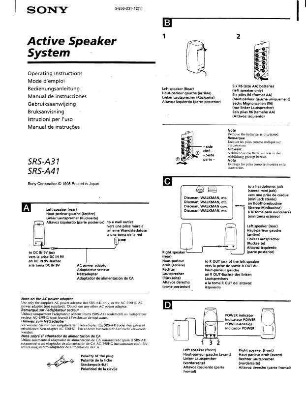 Mode d'emploi SONY SRSA31