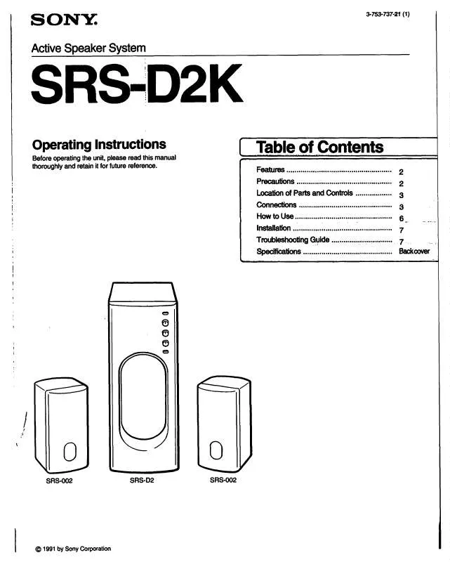 Mode d'emploi SONY SRSD2K