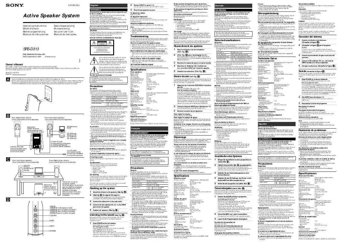 Mode d'emploi SONY SRSD313