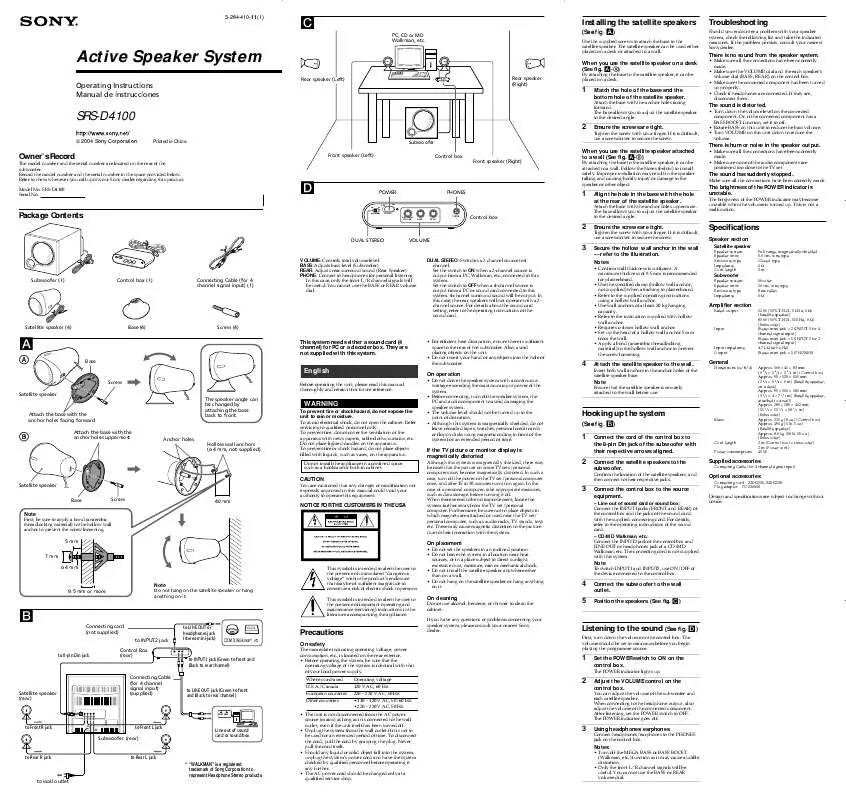 Mode d'emploi SONY SRSD4100