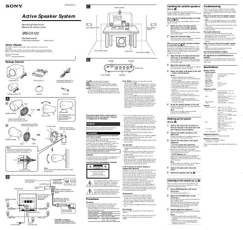 Mode d'emploi SONY SRSD5100